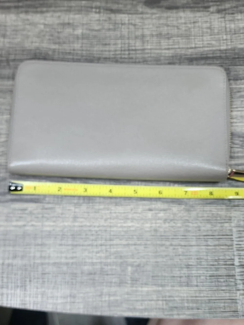 Furla Saffiano Zip Wallet in Pale Gray with Gold Hardware